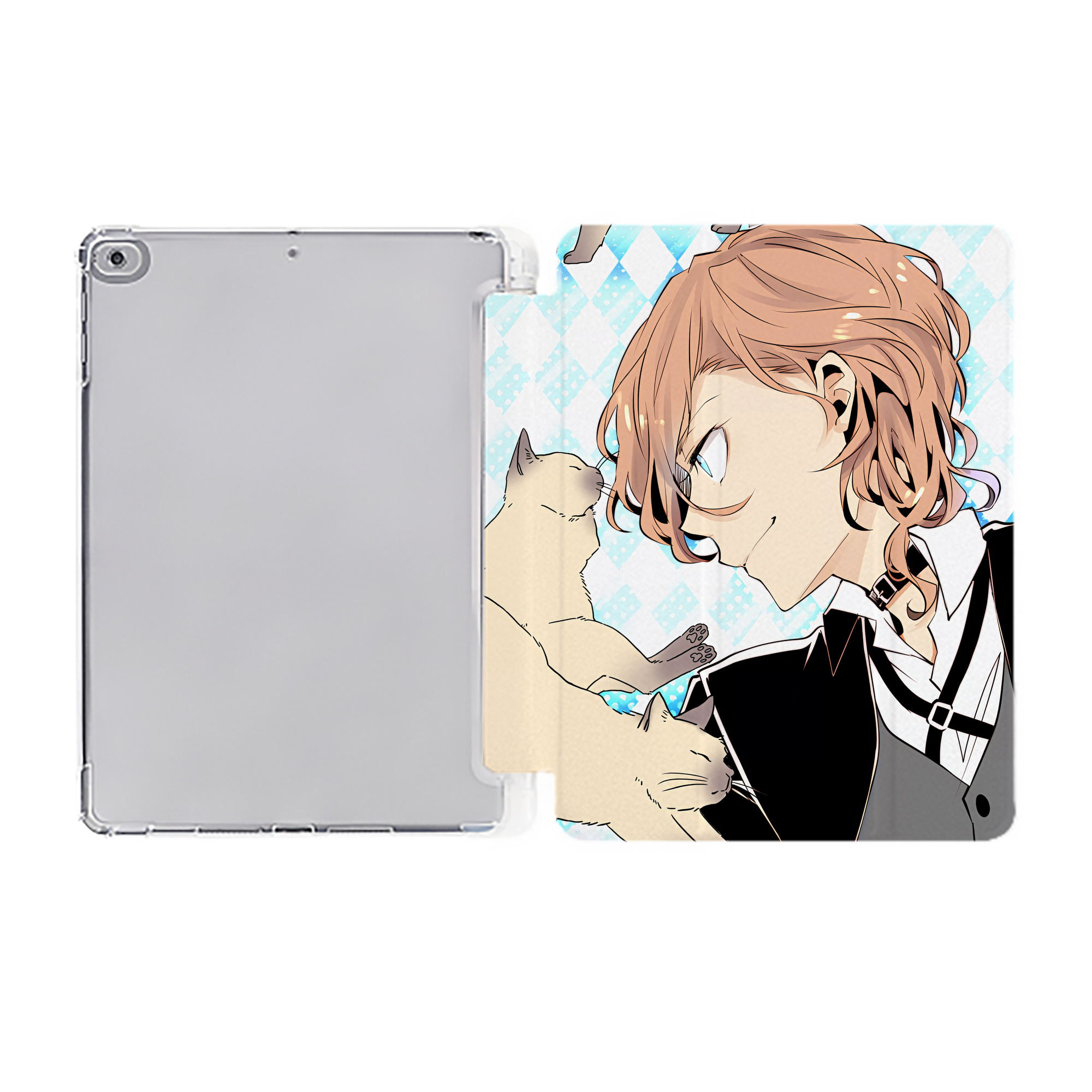 （画像用） 文豪ストレイドッグス Bungo Stray Dogs IPad ケース ペン収納付き 三つ折りスタンド PUレザー×シリコン 対応機種9.5/10.5/10.9インチ